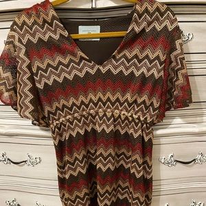 Brown and Red Chevron Judith March Dress